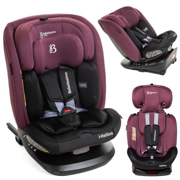 BEBELISSIMO - Bilbarnstol Isofix - svängbar 360 ° - 40-150cm - (0-36kg) - Hellios - bordeaux / svart - R129 i-size