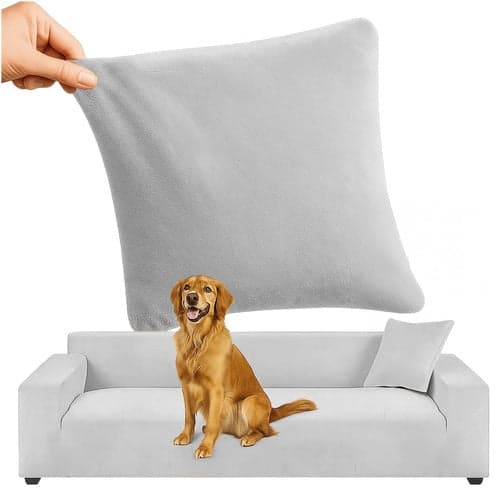 Sofabetræk hjørnesofa elastisk fløjl lysegrå 190-230 cm + pudebetræk