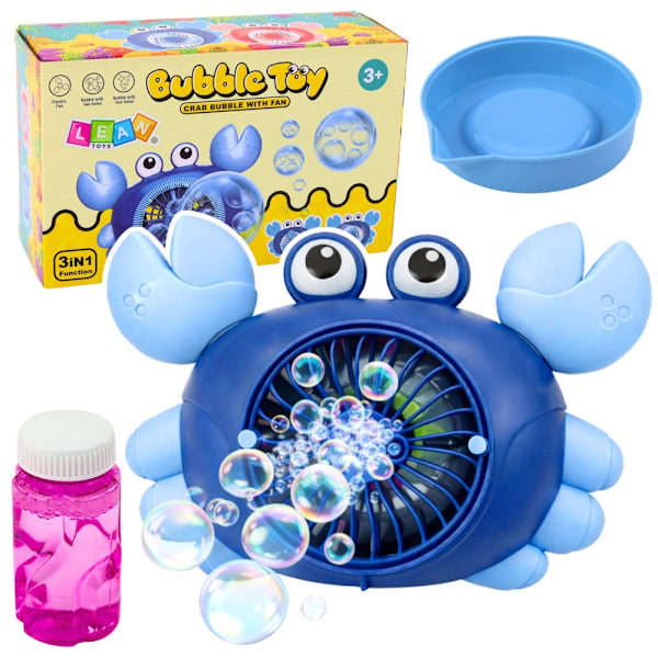 Bubbelmaskin krabba 2-i-1 med fläkt, batteridriven 2xAA