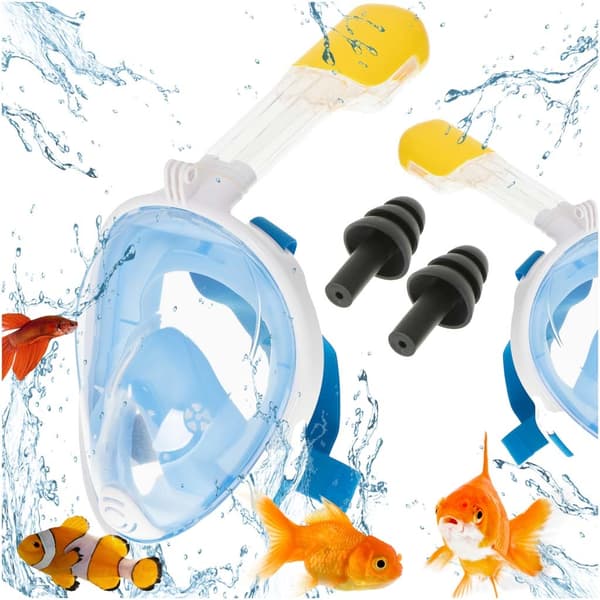 Fullface snorkelmask fällbar anti-im Dry-Top S/M blå med GoPro-fäste