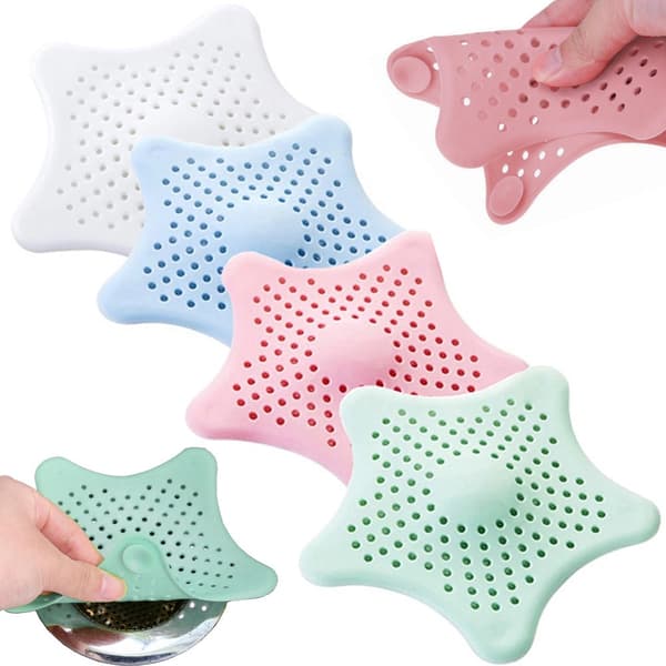 Avloppssil silikon med sugproppar 14,5 cm 4-pack blandade färger