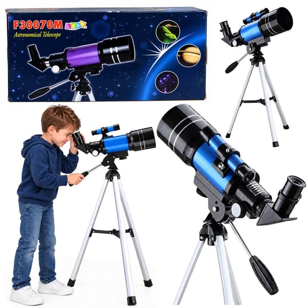 Astronomiskt teleskop 70/300 mm 150x med stativ & mobilhållare
