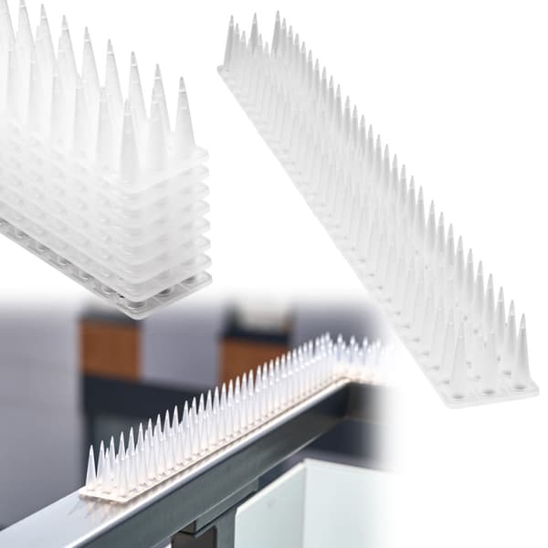Fågelpiggar plast vit 8-pack 342 cm för balkong, fönsterbleck, räcke