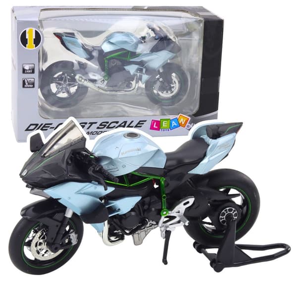 Metal-motorcykelmodel 17 cm med lys/lyd, batterier medfølger, sølv