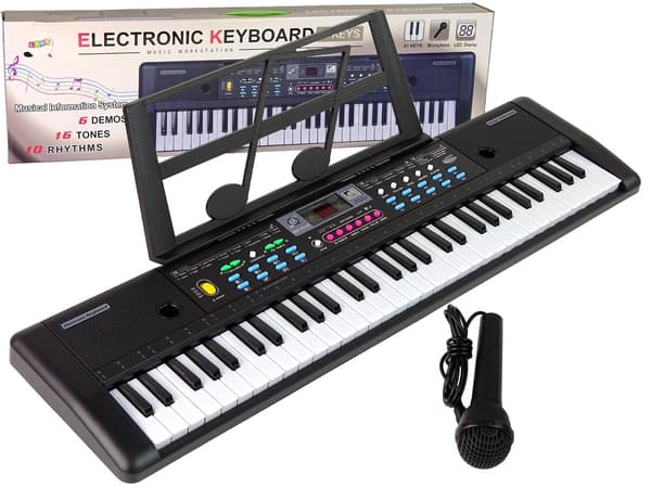 Børnekeyboard 61 tangenter med mikrofon og nodeholder, fra 3 år
