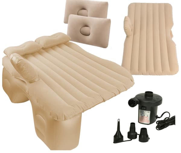 Oppustelig bilmadrass til bagsæde 130x80 cm med pumpe & 2 puder