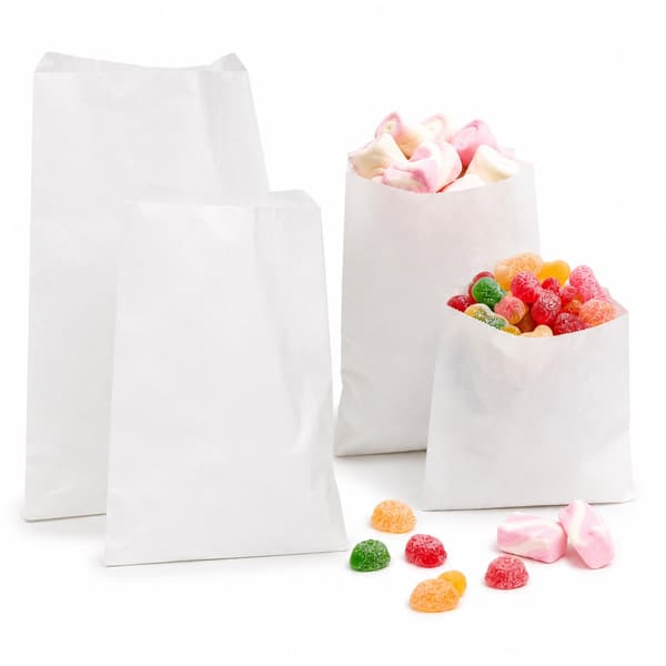 Godispåsar kraftpapper vit 21x14 cm 100-pack livsmedelsgodkända