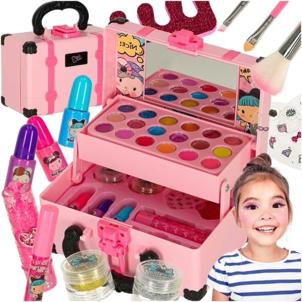 Sminkset för barn i koffert med spegel och nagellack, 3+ år