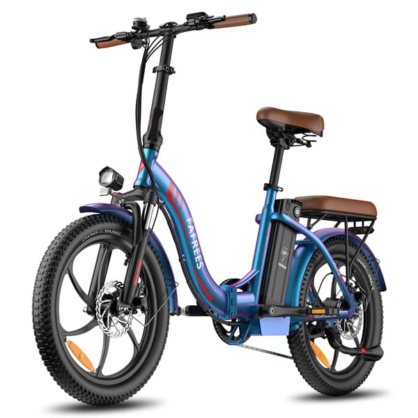 FAFREES F20 Pro elcykel, 250W motor, MAX 25 KM/H, 20*3.0 däck, 7 växlar, hopfällbar, skivbromsar, vibrerande blålila färg.