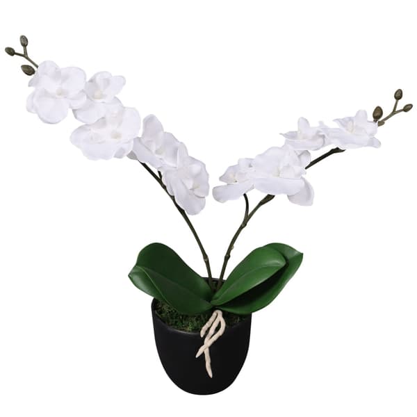 vidaXL Konstgjord orkidé med kruka, 30 cm, vit