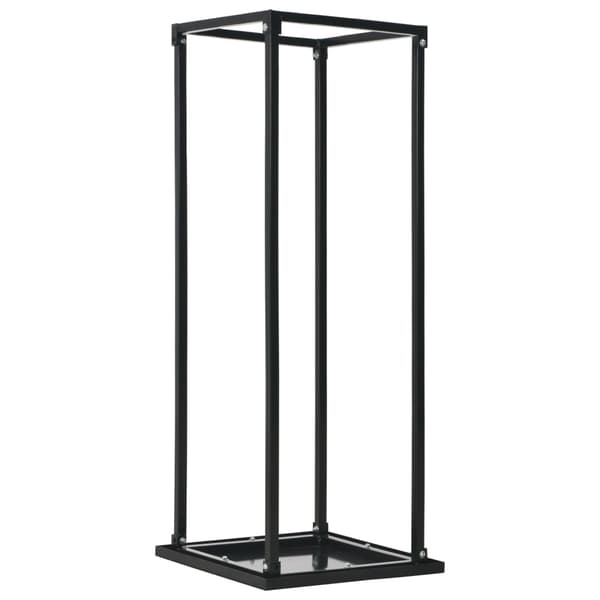 vidaXL Puinen teline jalustalla musta 37x37x113 cm teräs