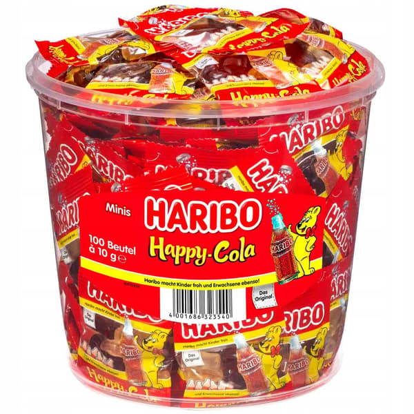 Haribo Mini Happy Cola gelégodis 100 st x 10 g 1 kg