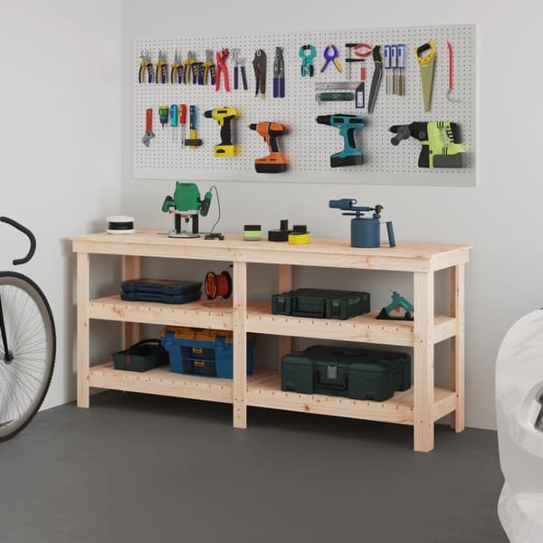 vidaXL Arbetsbord, 181x50x80 cm, massivt furuträ