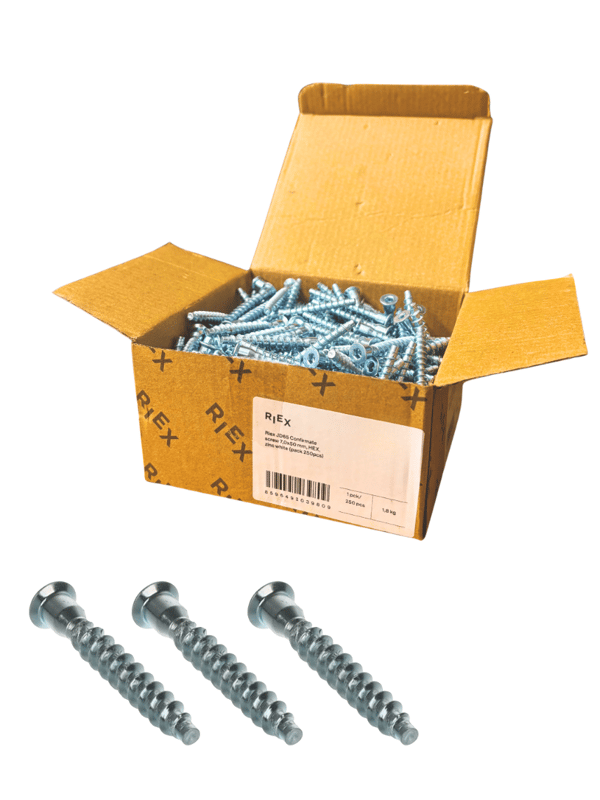 Riex JD65 Konfirmat 7,0x50 mm, sekskant, (pakke 250 stk.), hvid zink