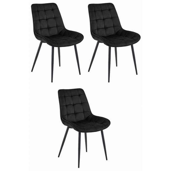 BERA stol svart sammet / svarta ben 3 stycken