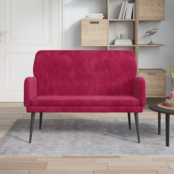 vidaXL Vinröd bänk 108x79x79 cm klädd i sammet