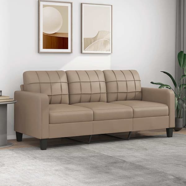 vidaXL 3-personers sofa, cappuccino, 180 cm, kunstlæder