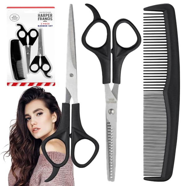 BC Frisørsaks, Udtyndingssaks, Hårkam, Barbersæt 3 i 1