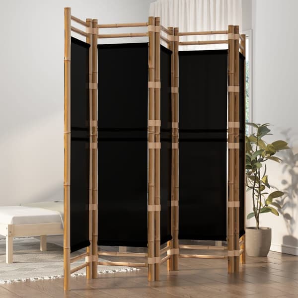 vidaXL foldbar skærm med 5 paneler, 200 cm, bambus og lærred