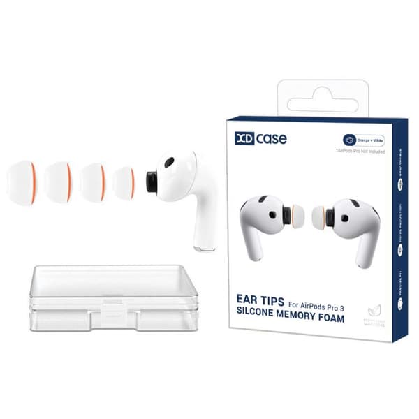 Silikonepuder til AirPods Pro 3 størrelse XS/S/M/L - Hvid/Orange