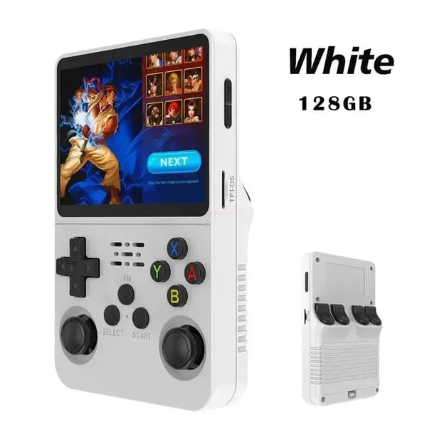 Nytt R36S Retro handhållet videospelskonsolsystem 3,5-tums IPS-skärm Bärbar videospelare med fickor 128 GB 20 000+ Spel Boy Presents