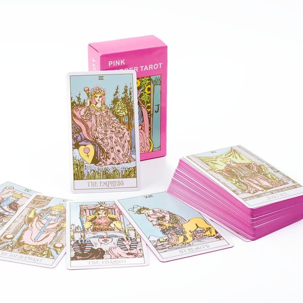 Pink Border Tarotkortlek med guidebok 78st Engelsk version Family Gathering Divination Deck Brädspelskort 10,3*6cm