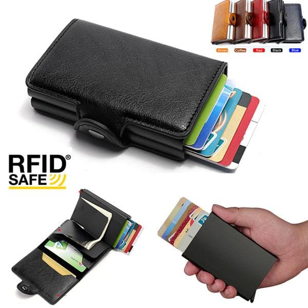 Kortfodral Stöldskydds med signalblockering RFID- Läder 5 Färger