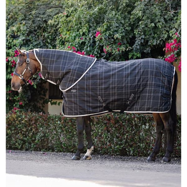 Hästsäck för häst Horseware Rhino 100g - blk/grå/vit rutigt & grå - Svart - M