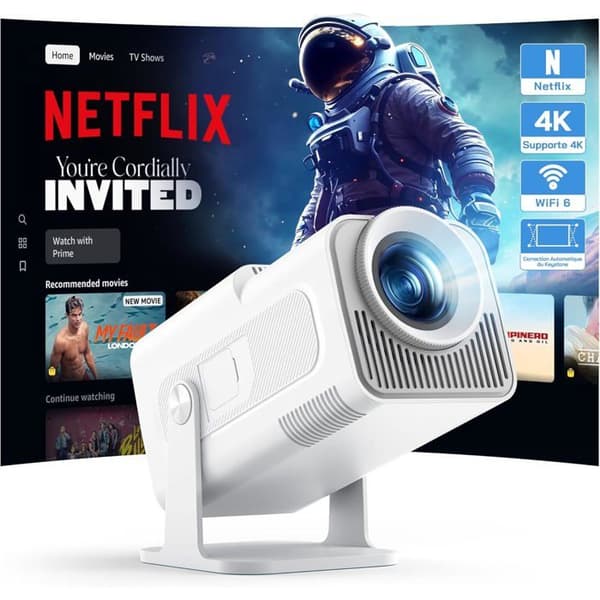 Projektor - WOLFANG - 4K - 26000 lumen - WiFi 6 - 1080P Full HD