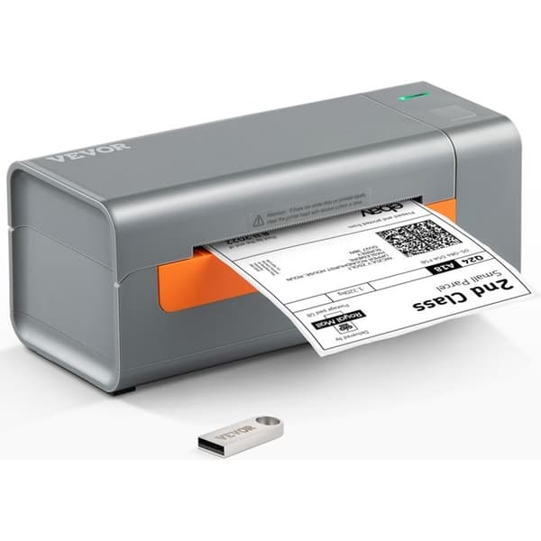 Termisk etikettskrivare - VEVOR - 4x6 High Speed USB streckkodsskrivare 150 mm/s 203 dpi för paketfrakt - Grå