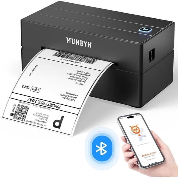 MUNBYN 130B — Bluetooth termisk etikett skrivare 40–110 mm, 150 mm/s, 203 DPI
