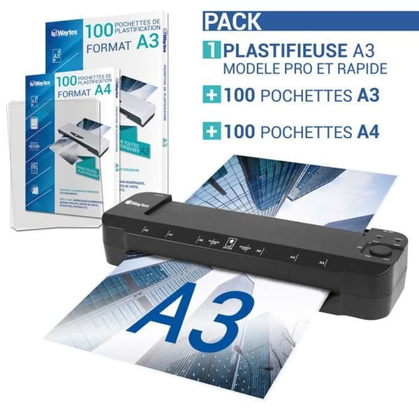 A3 A4 A5 A6 A7 Pro Ultrasnabb varmkalllaminator upp till 2x150 mikron med 200 påsar (100 A4 + 100 A3)