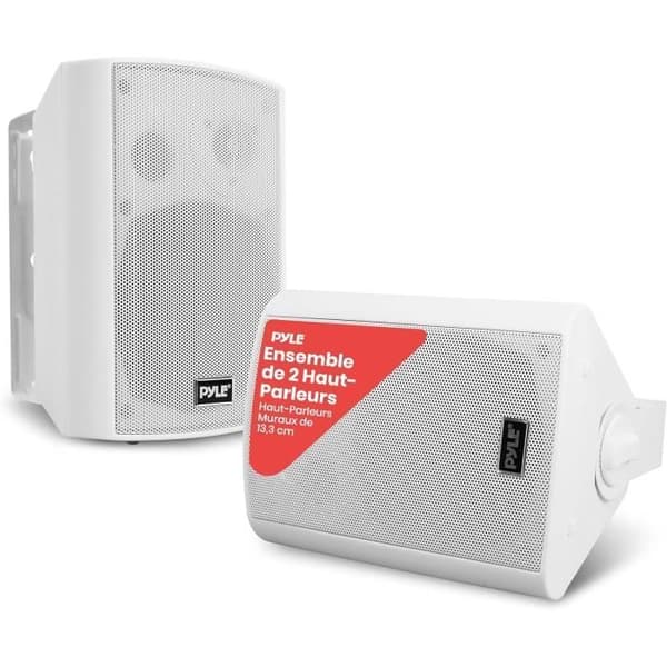 Pyle Utomhus Högtalare - Bluetooth - 240W - Vattentät Högtalare - Vägg-/Takmontering - Aktiv + Passiv - 13,3 cm - Vit