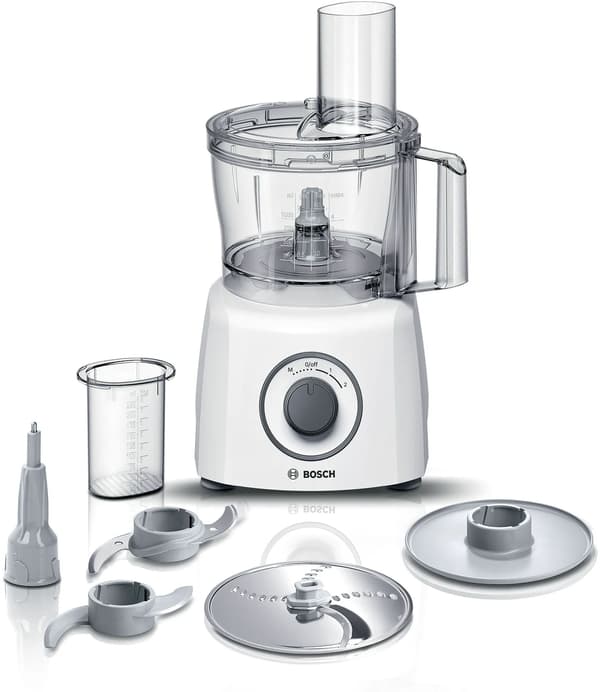 BOSCH MultiTalent3 MCM3100W multifunktionsrobot – fler än 20 funktioner – 800 W – 2,3 L kapacitet – Vit/Grå
