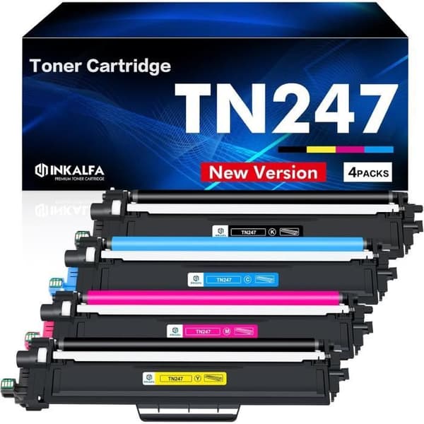 Pack med 4 toner - INKALFA - TN-243CMYK - Kompatibel med Brother DCP-L3550CDW - Flera färger - 3000 sidor svart