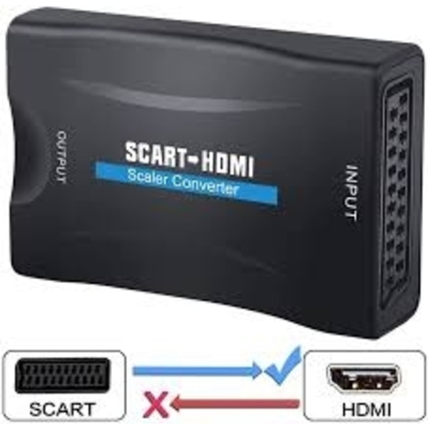 Svart/Vit Scart Till Hdmi-Adapter 1080P Hd Video Audio Upscale Converter