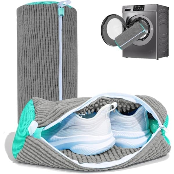 2-Pcs tvättpåsar för skor – återanvändbara rengöringspåsar för sneakers (grå)