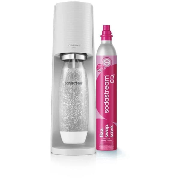 Sodavandsmaskine og mousserende vand SODASTREAM - TERRA Hvid - 1 flaskekompatibel opvaskemaskine - 1 gaspatron 60L