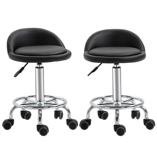 Sæt med 2 massagestole på hjul | Farve: Sort | Mål: 38x38x57-72 cm