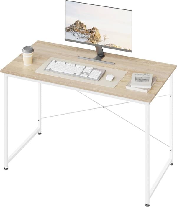 Skrivebord med metalstel lavet af træmateriale | 120x60x75 cm