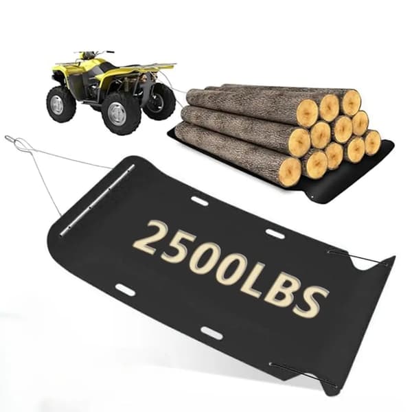 Have slæbemåtte - Slædeslæde - 120x280 cm, 0,3 cm tyk, forstærket måtte, med trækkabler, til affald og byggematerialer, sort