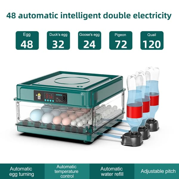 Ægklækker 48 æg - Husholdnings rugemaskine - Fuldautomatisk - Automatisk Ægvending - Intelligent Temperaturstyring - Skuffetype - Automatisk Vandpåfyl