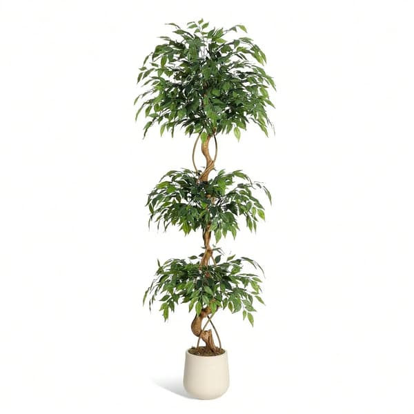 Ficus - Konstgjort träd - 180 cm - Böjd stam - Plast - Konstväxt - Utomhus - Djupt safirblå