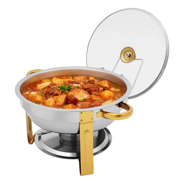 Buffévärmare chafing dish - Set 4,7 L rostfritt stål - Med brännare - För catering, bröllop, restaurang - Silver