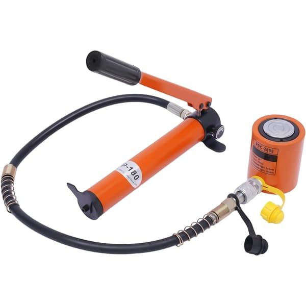 Hydraulisk løftecylinder - Porta Power-ram med håndpumpe - 20 ton - Slag 50 mm - Enkeltvirkende - ZG3/8" kobling - Slange 1 m