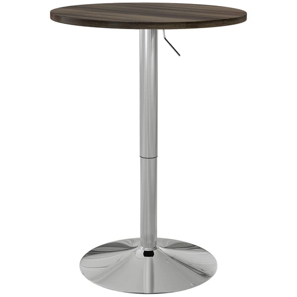 Högt köksbord - Runt barbord - 60x60x91 cm - Träskiva, metallstativ - Modern minimalistisk - För upp till 4 personer - Chokladbrun