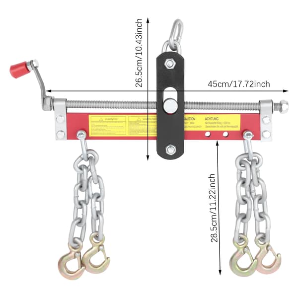 Motorløfter - Motorbalancer 900 kg - Justerbar lastudligner til motor/gearkasse - Kæder 28,5 cm - Kulstofstål - Rød/Sølv