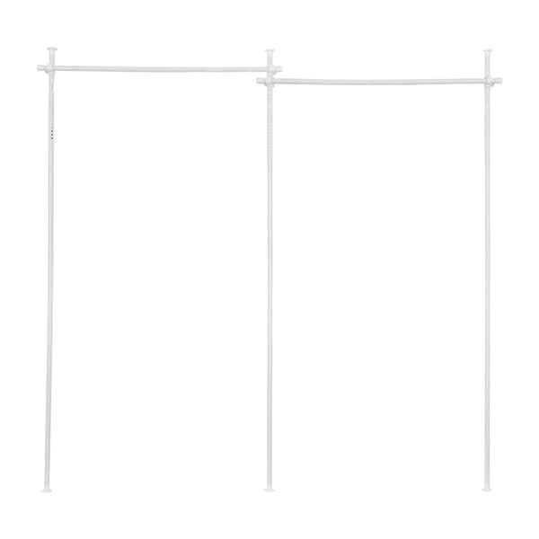 Gardinstativ rumdeler - Fritstående teleskopstang - Uden boring - Justerbar 122–305 cm - Kulstofstål - Hvid