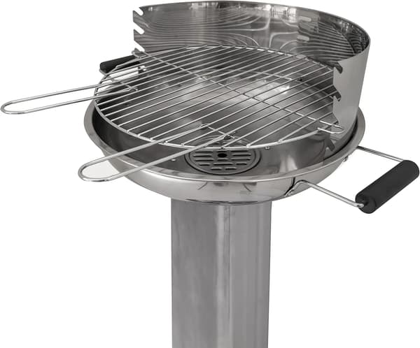 Rostfri kolgrill - Pelargrill - Väderbeständig - Höjbart kromgaller - Askbricka - Ventilationsspjäll - Piezo-tändning - Blå