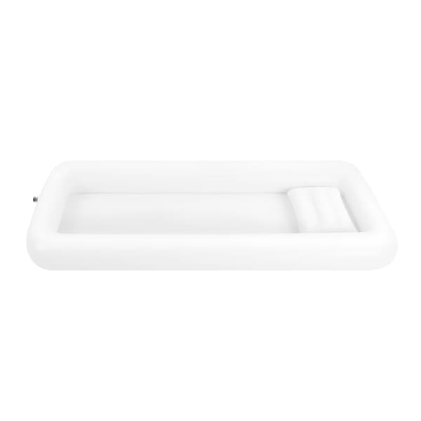 Uppblåsbart sängbadkar - Portabelt hopfällbart PVC-kar - Storlek 195×90 cm Rektangulärt - Elpump 130W EU 220–240V - Vattenpåse 10 L - Vit